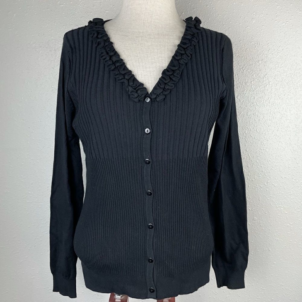 Luciano Dante Black Cardigan Top Size L EUC
